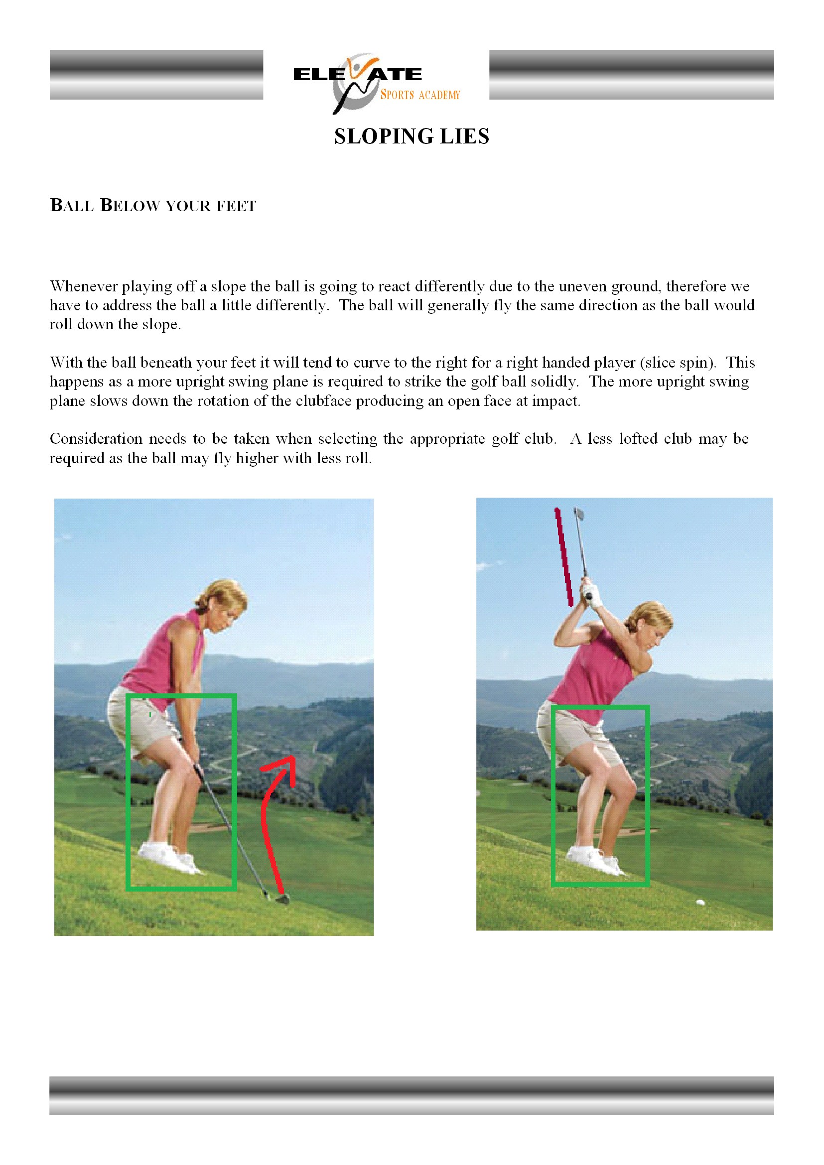 sloping lies ball beneath your feet